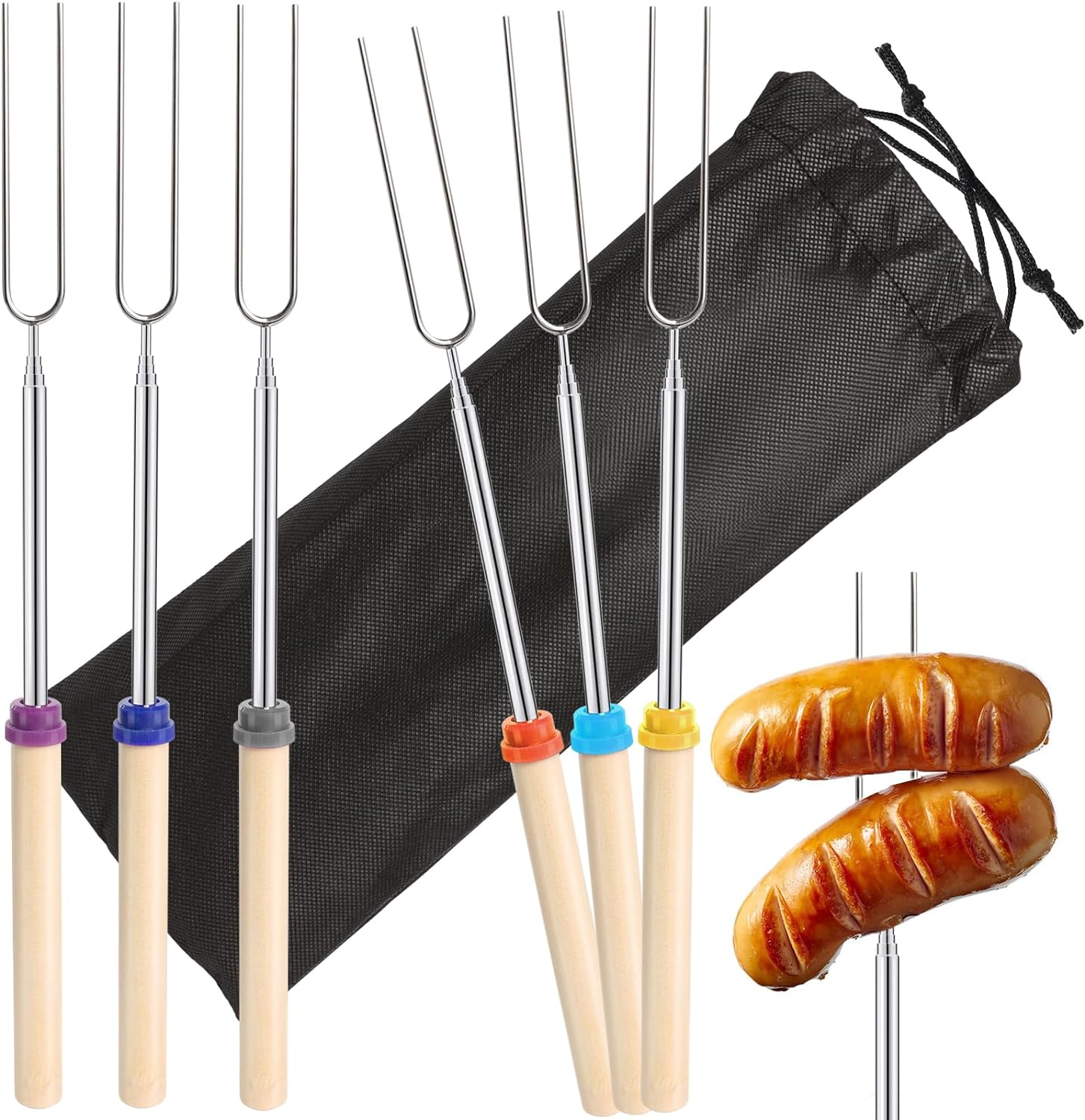 6Pcs Stainless Steel Telescopi - Corn Dog Stick 评论和价格